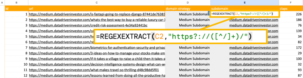 regexextract function in Google Sheets